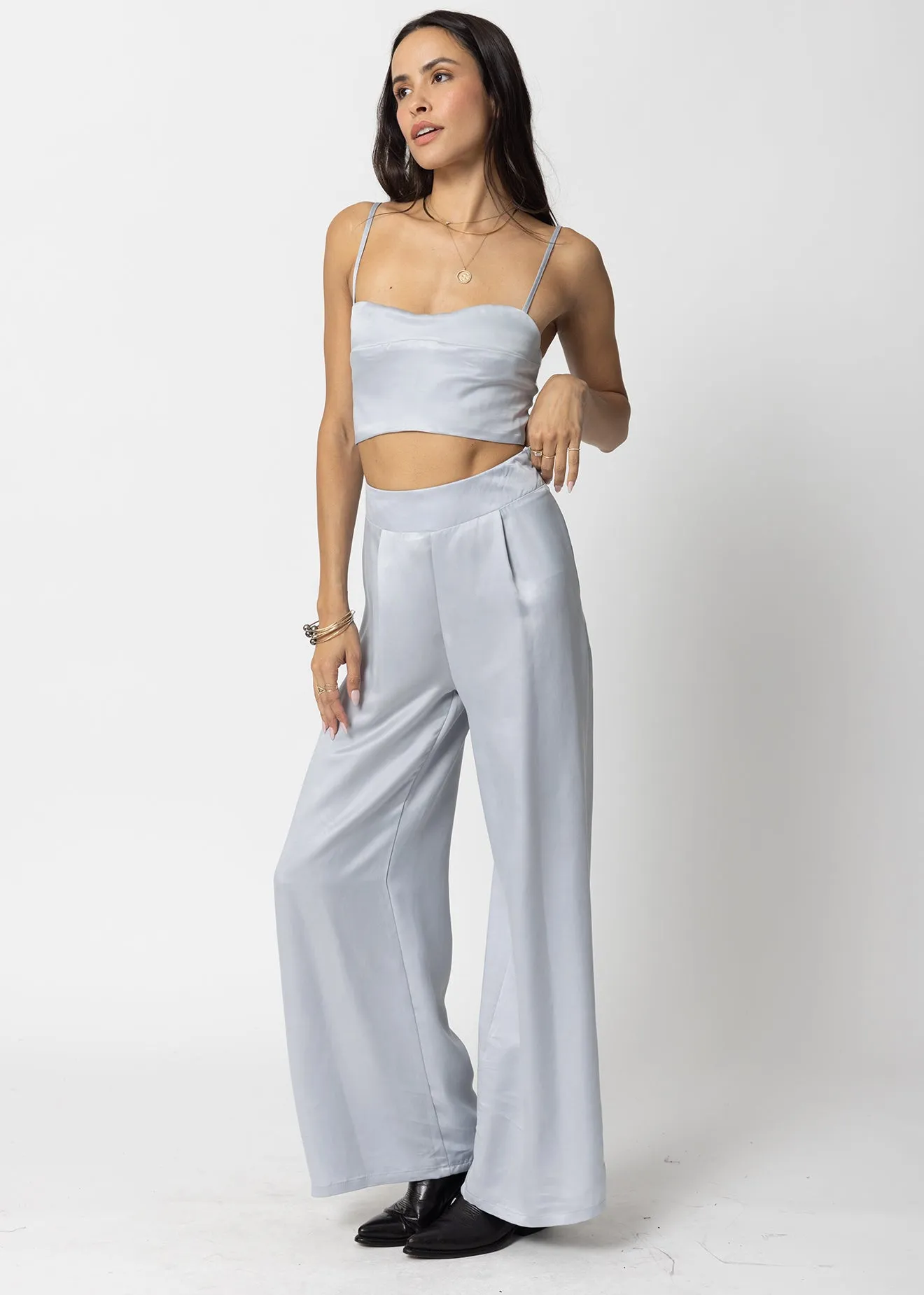 THE CUPRO SILKY SUNSET WIDE LEG PANT