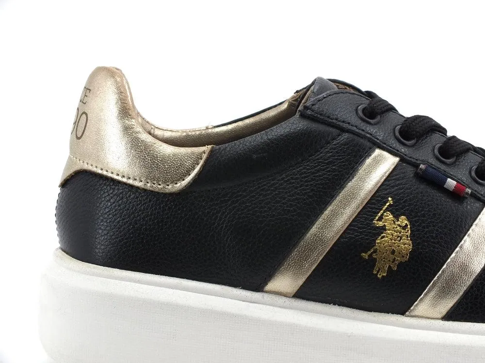 U.S. POLO Sneaker Leather Black Gold CARDI001