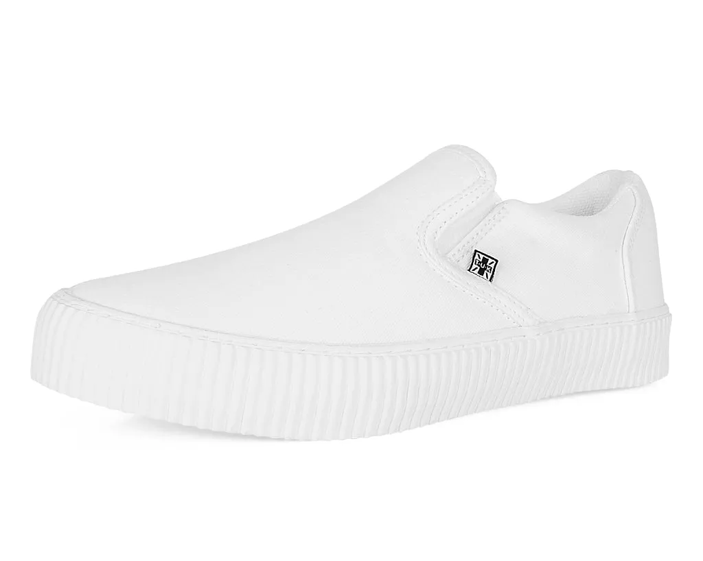 White Twill Slip-On Creeper Sneaker